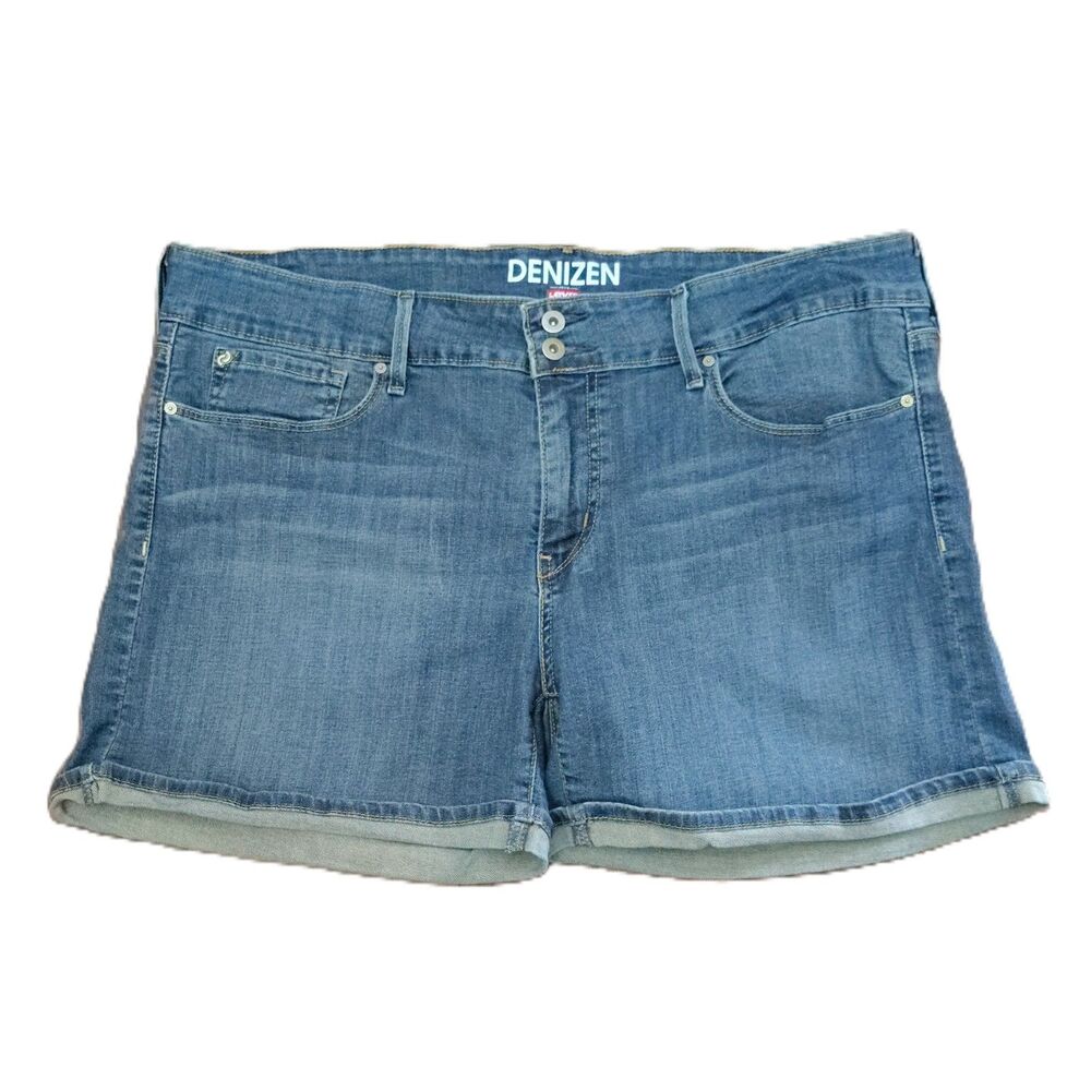 Denizen Levi’s Women’s Denim Shorts Size 18 Blue Mid Rise Stretch Cuffed - Picture 2 of 5